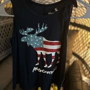 Navy blue Abercrombie kids girls tank with glitter moose